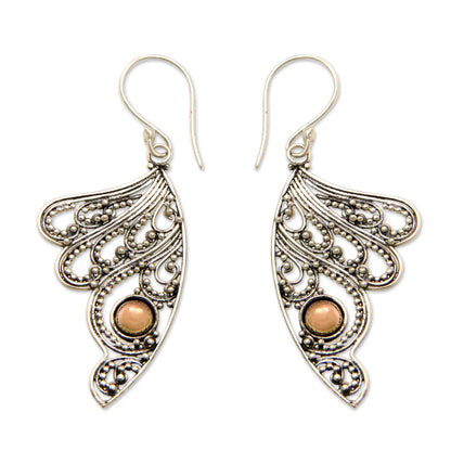 Fairy's Flight Sterling Silver Wing Earrings with 18k Gold Plated Accents