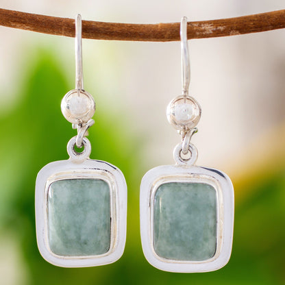 Modern Maya Green Jade Earrings