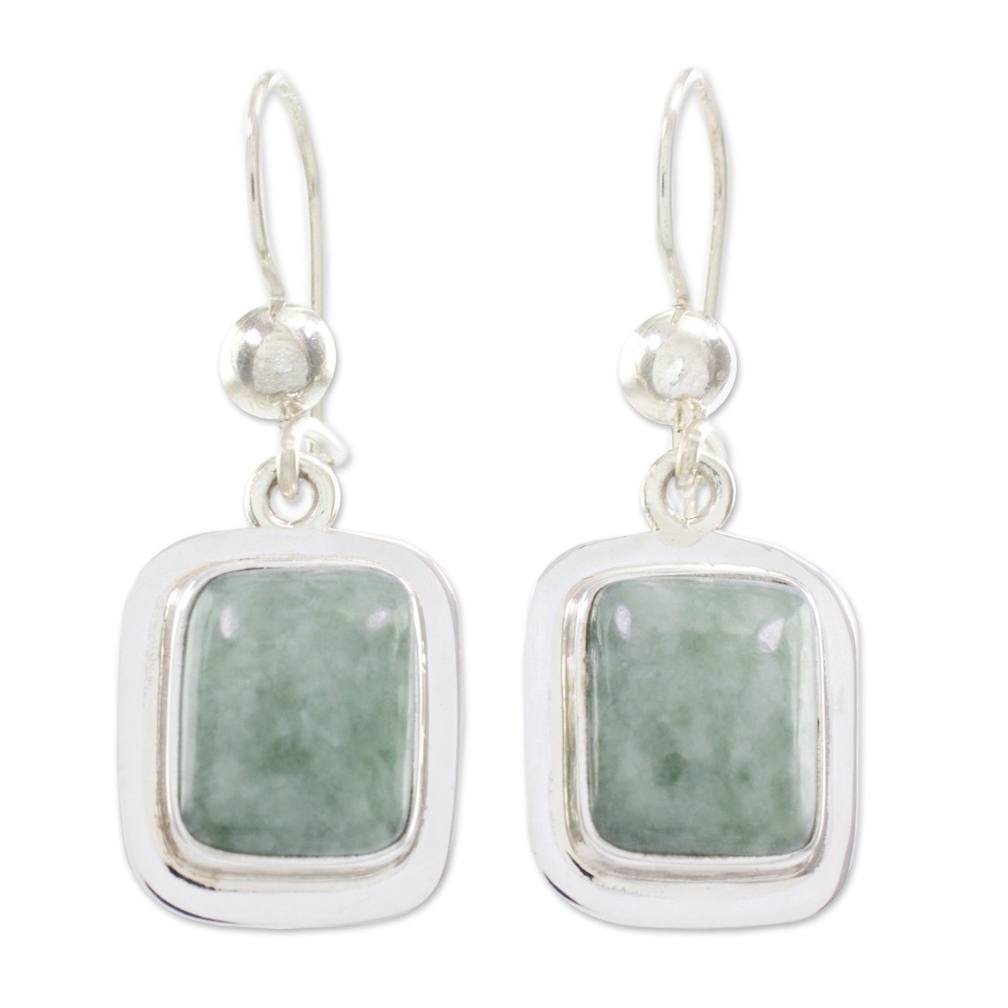 Modern Maya Green Jade Earrings