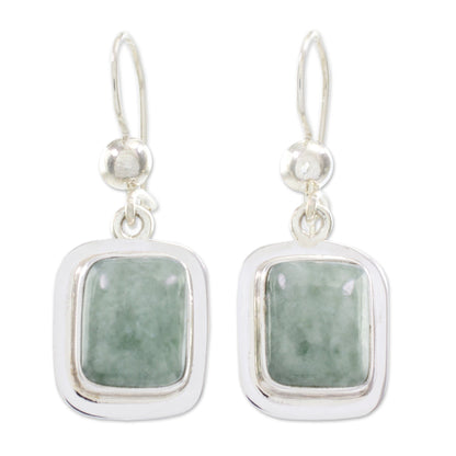 Modern Maya Green Jade Earrings