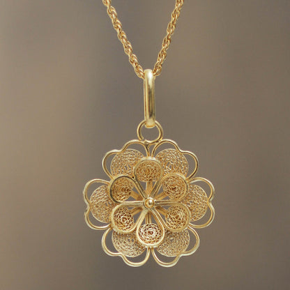 Yellow Rose Pendant Necklace