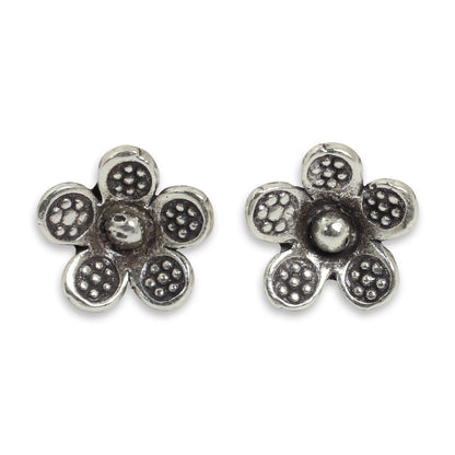 Tribal Daisies Karen Hill Tribe Jewelry Sterling Silver Button Earrings