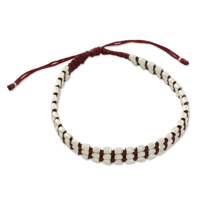 Friendly Red Handmade Silver 950 Bead and Red Cord Bracelet