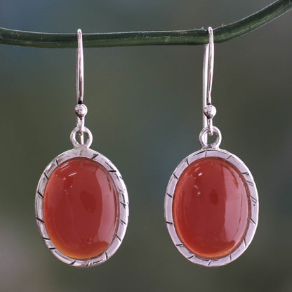 Captivating Sunset Carnelian & Silver Dangle Earrings