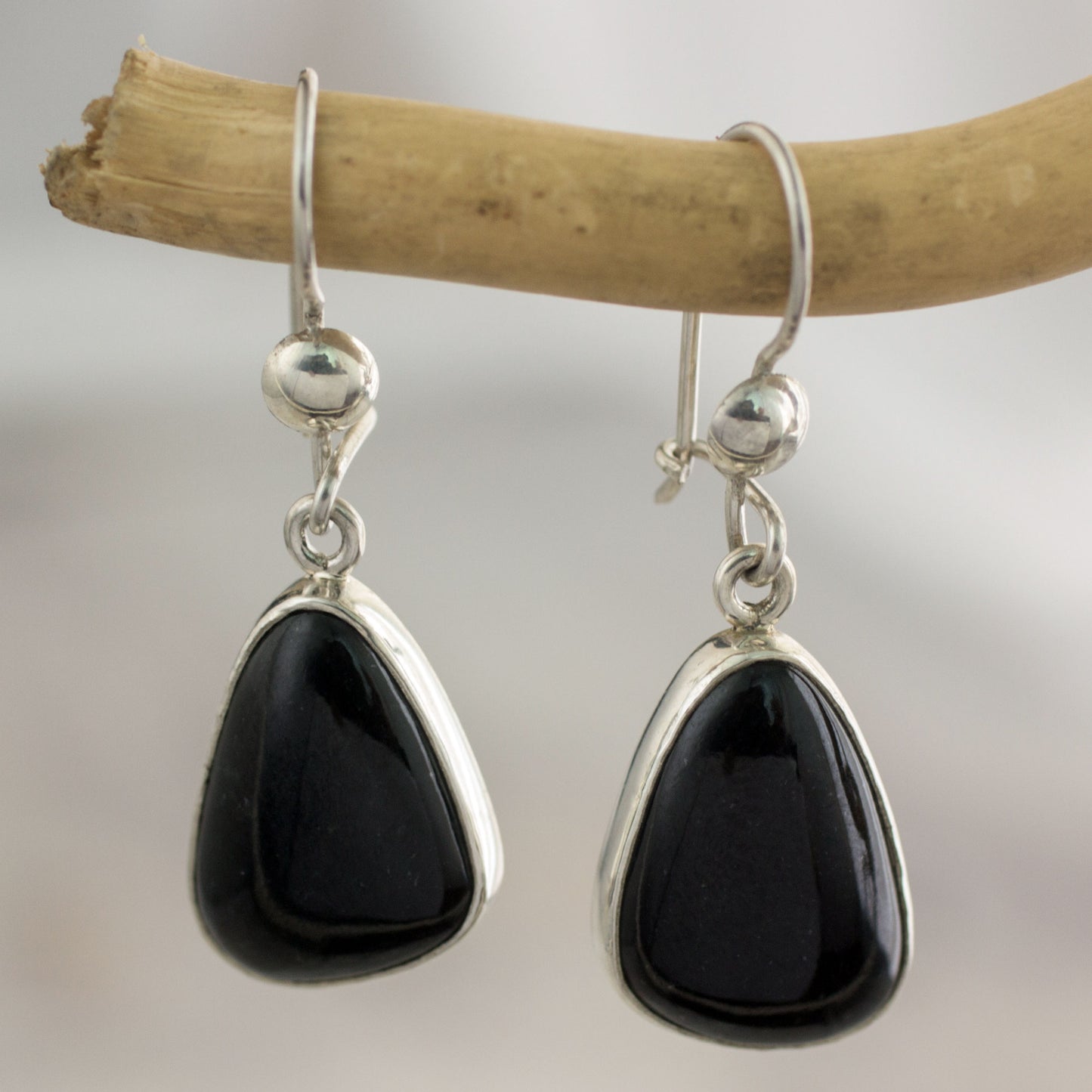 Maya Night Jade & Silver Dangle Earrings