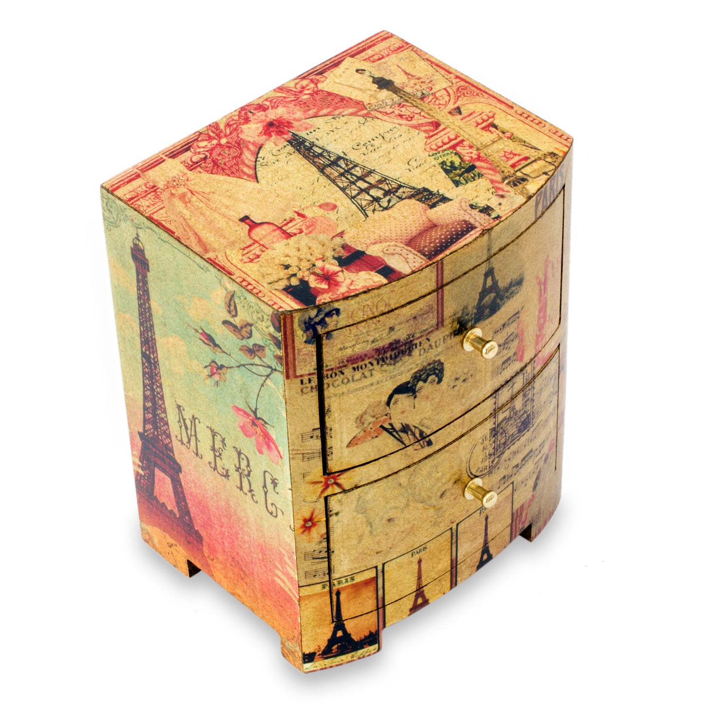 Carlota's Secret Artisan Crafted Wood Decoupage Jewelry Chest