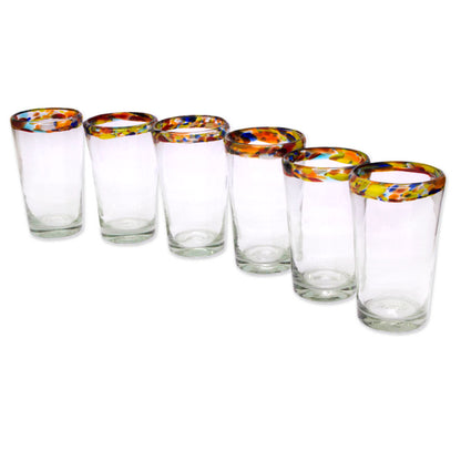 Confetti Path Colorful Handcrafted Blown Glass Tumblers (Set of 6)