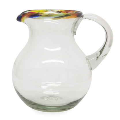 Confetti Path Colorful Handcrafted Mexican Blown Glass Pitcher (84 oz)