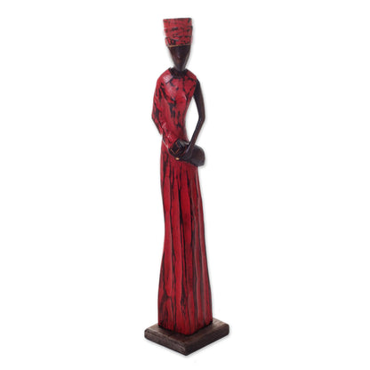 Lady Merchant Indonesian Merchant Woman Wood Sculpture from Bali Artisan