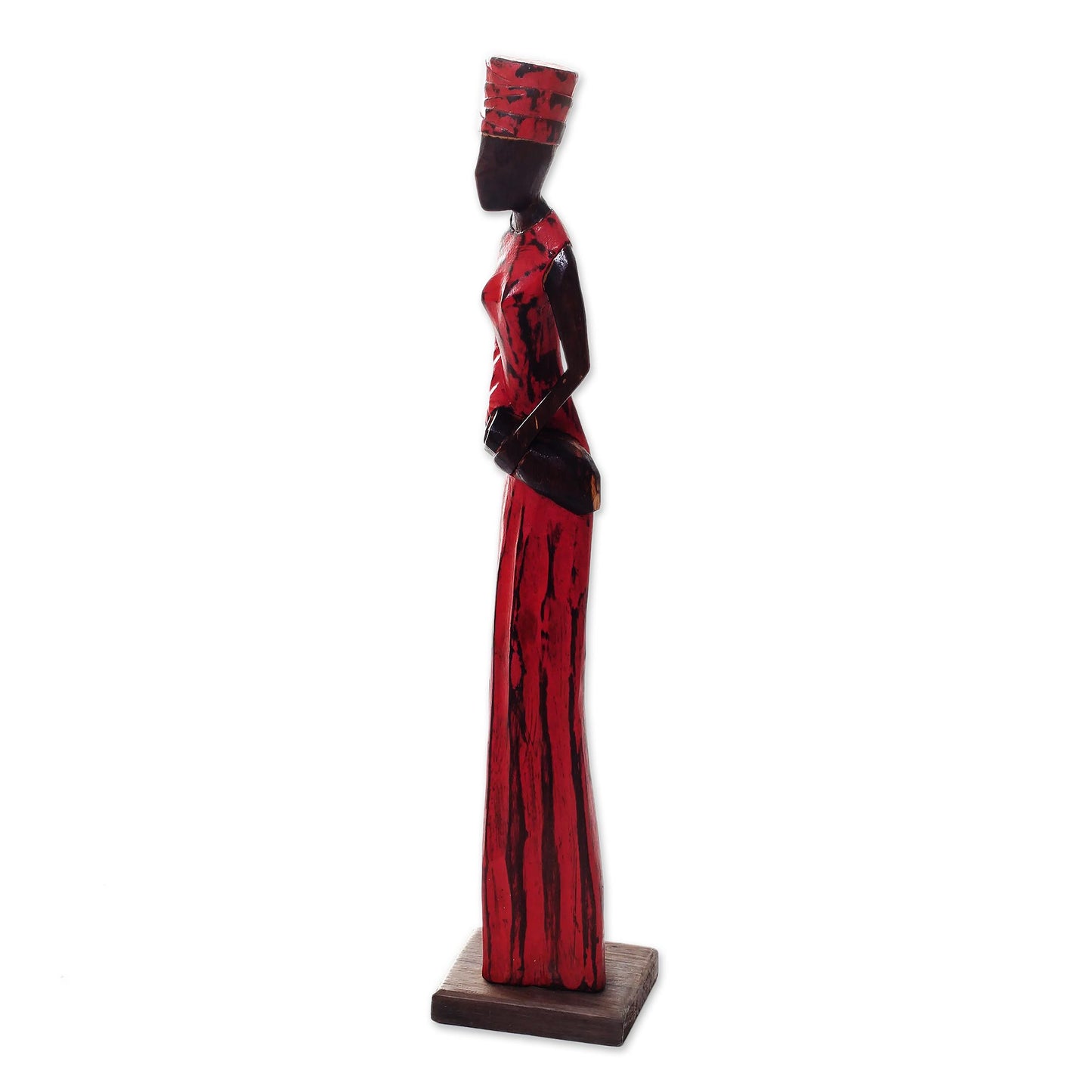 Lady Merchant Indonesian Merchant Woman Wood Sculpture from Bali Artisan