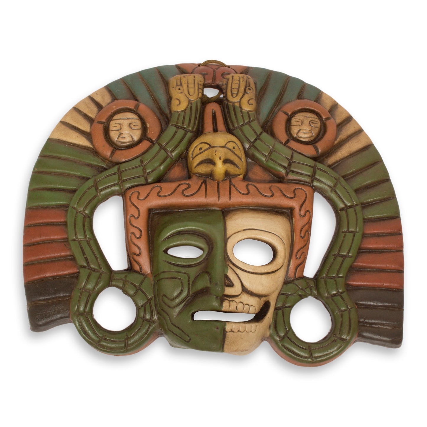 Aztec Duality Life and Death Pre-Hispanic Mask Ceramic Replica