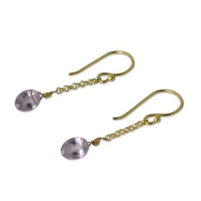 Rising Star Artisan Crafted 24k Gold Vermeil Amethyst Earrings Thailand