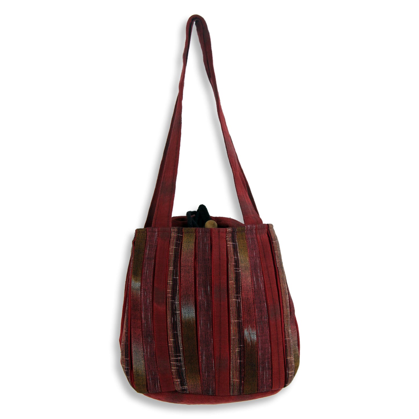 Orient Red Hand Woven Red Ikat Style Cotton Shoulder Bag with Pockets