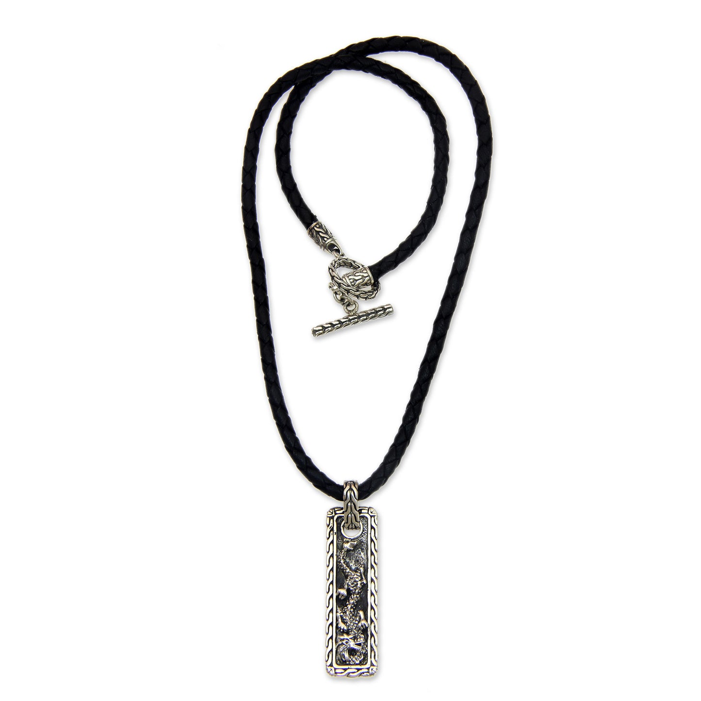 Bold Dragon Men's Silver Pendant Necklace