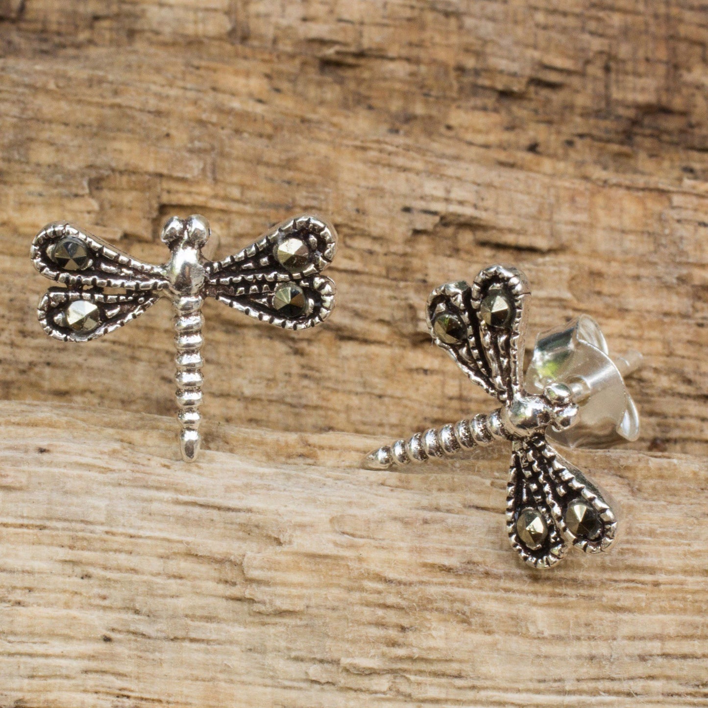 NOVICA - Petite Dragonflies Sterling Silver Earrings