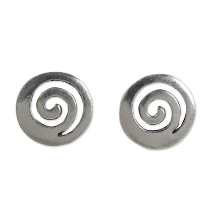 Transformation Silver Button Earrings