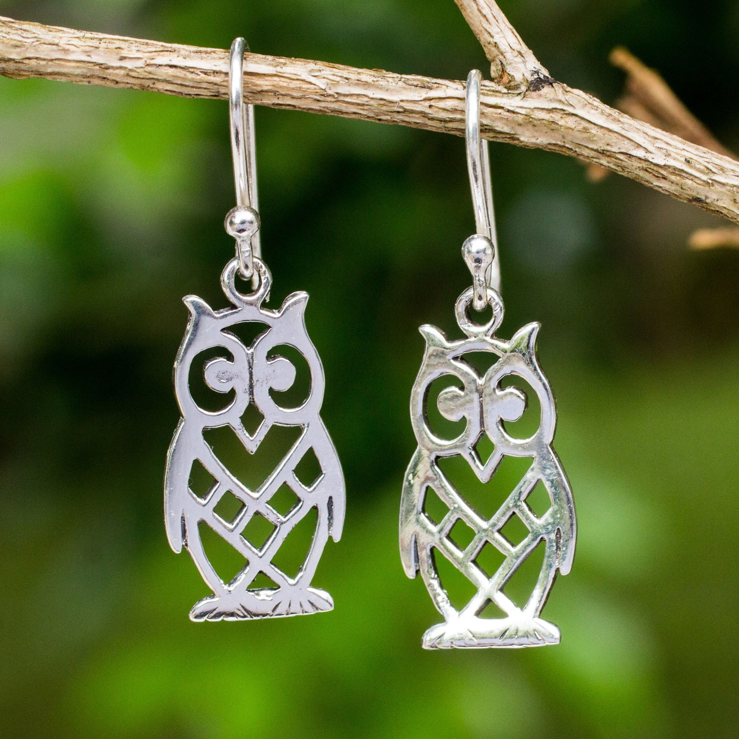 Petite Owl Animal Themed Openwork Sterling Silver Earrings