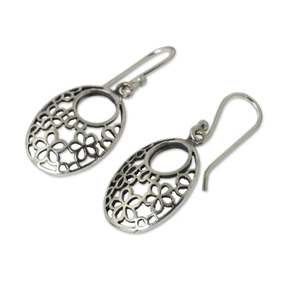 Blooming Trance Artisan Crafted Sterling Silver Flower Openwork Earrings