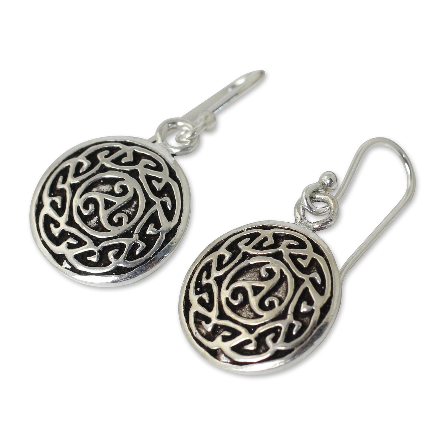 Sister Goddess Free Trade Celtic Motif Round Silver Earrings from Thailand