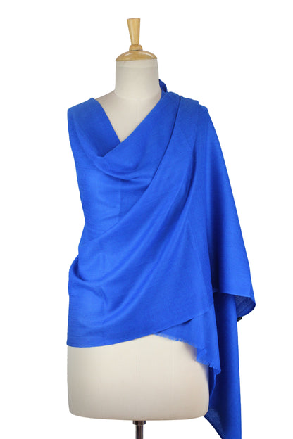 Kashmiri Diamonds in Blue Royal Blue Hand Loomed All Wool Shawl Made in India