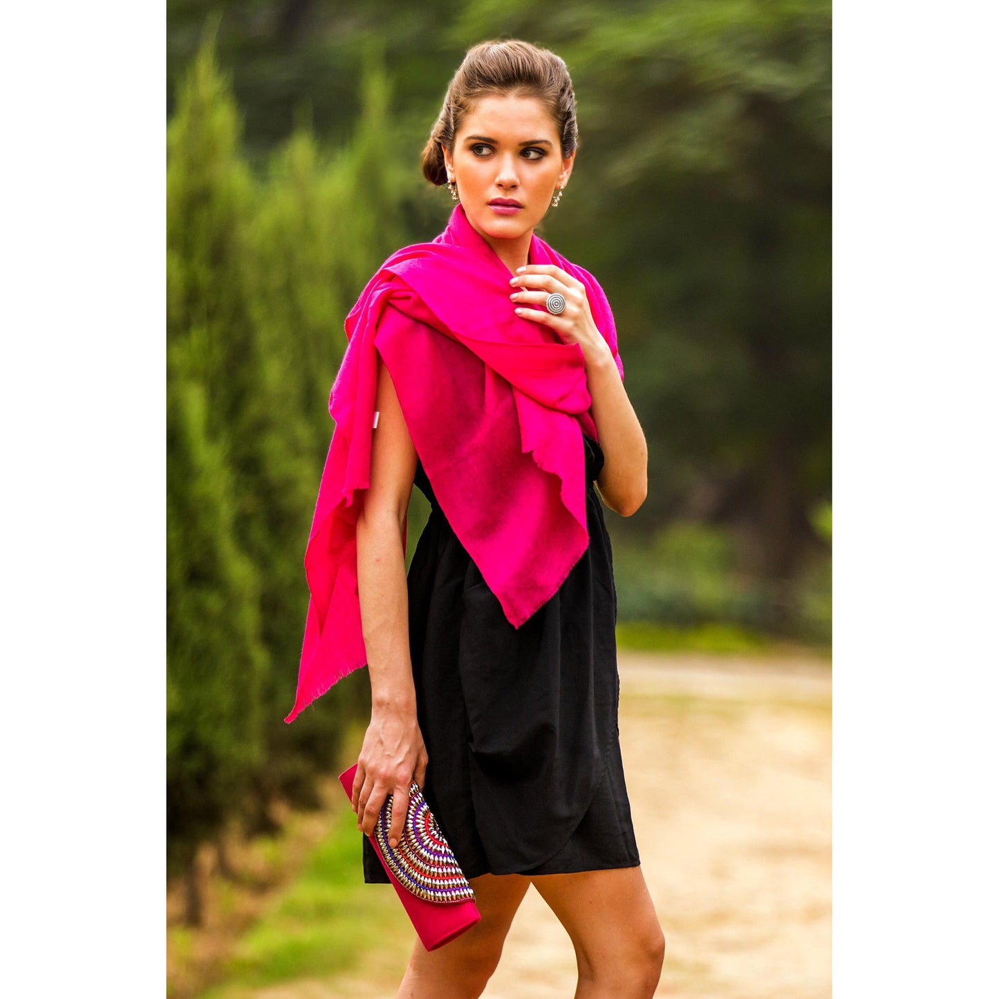 Magenta Glamour Shawl