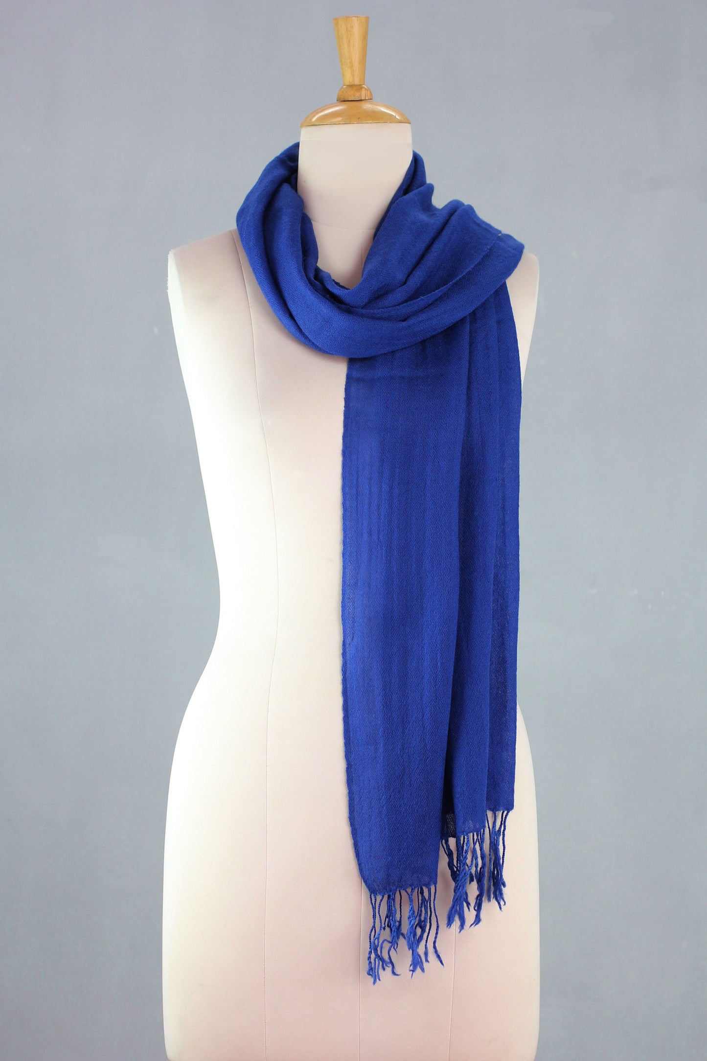 Kashmiri Diamonds in Lapis Lapis Blue Diamond Patterned Woven Wool Scarf