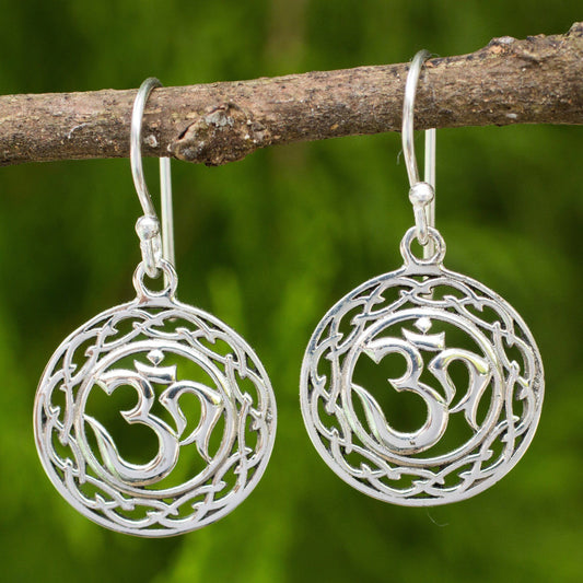 NOVICA - Sterling Silver Celtic Om Dangle Earrings