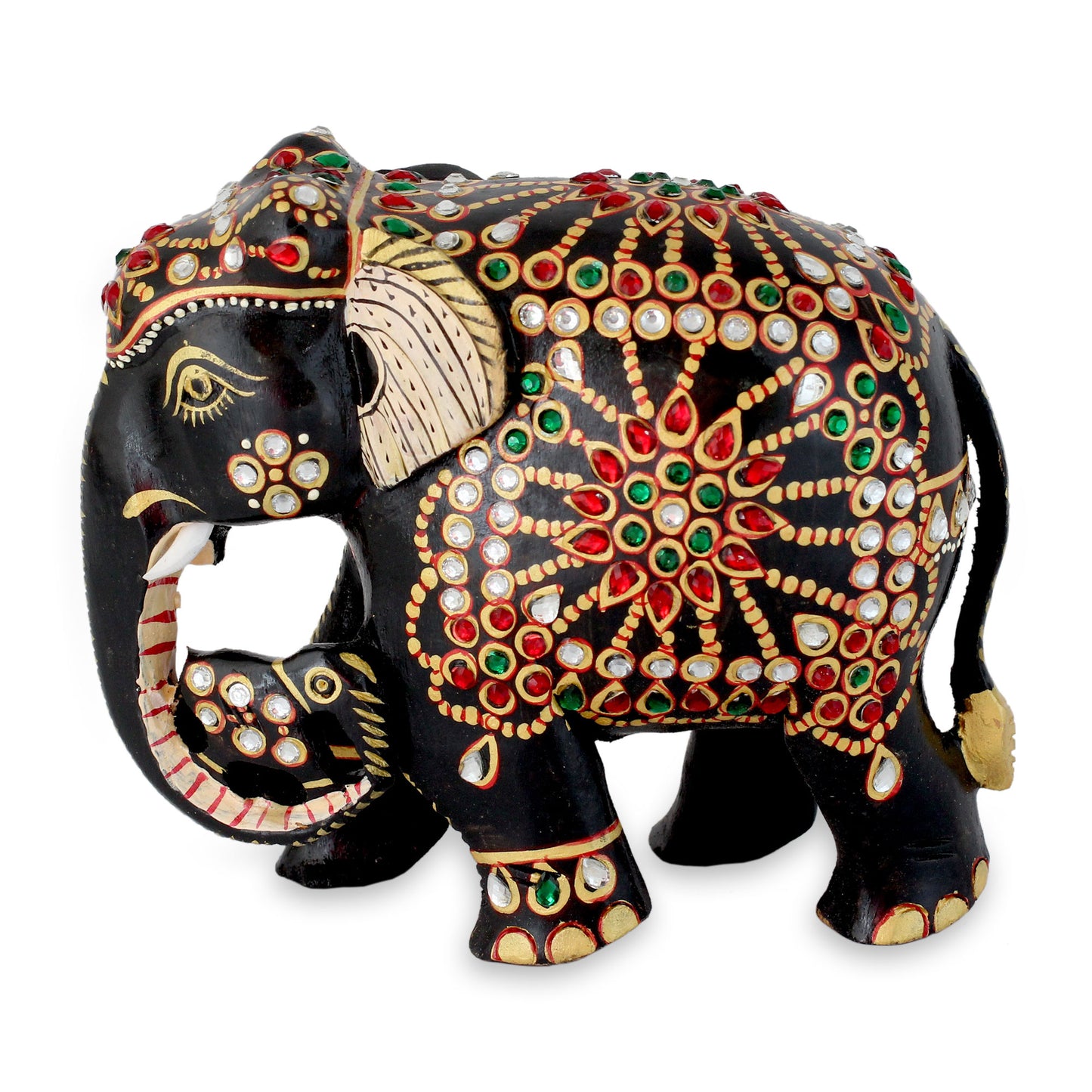 Majestic Mama Elephant Bejeweled Mama Elephant Hand Crafted Statuette