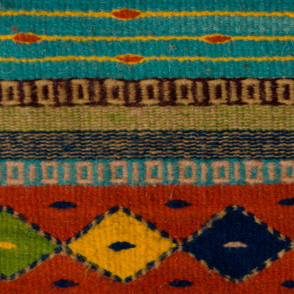 Festive Diamonds Genuine Zapotec Handwoven Rug with Natural Organic Dyes