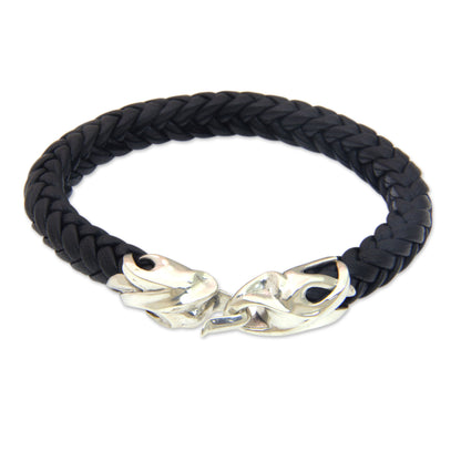 Tribal Strength Silver Leather Men's Bracelet