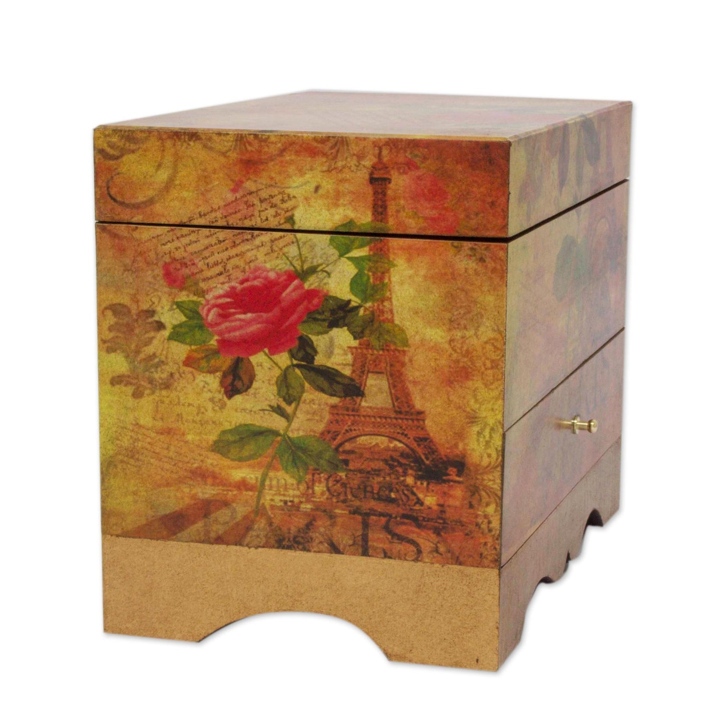 Thoughts of Paris Handcrafted Paris Theme Decoupage Jewelry Box with Drawer