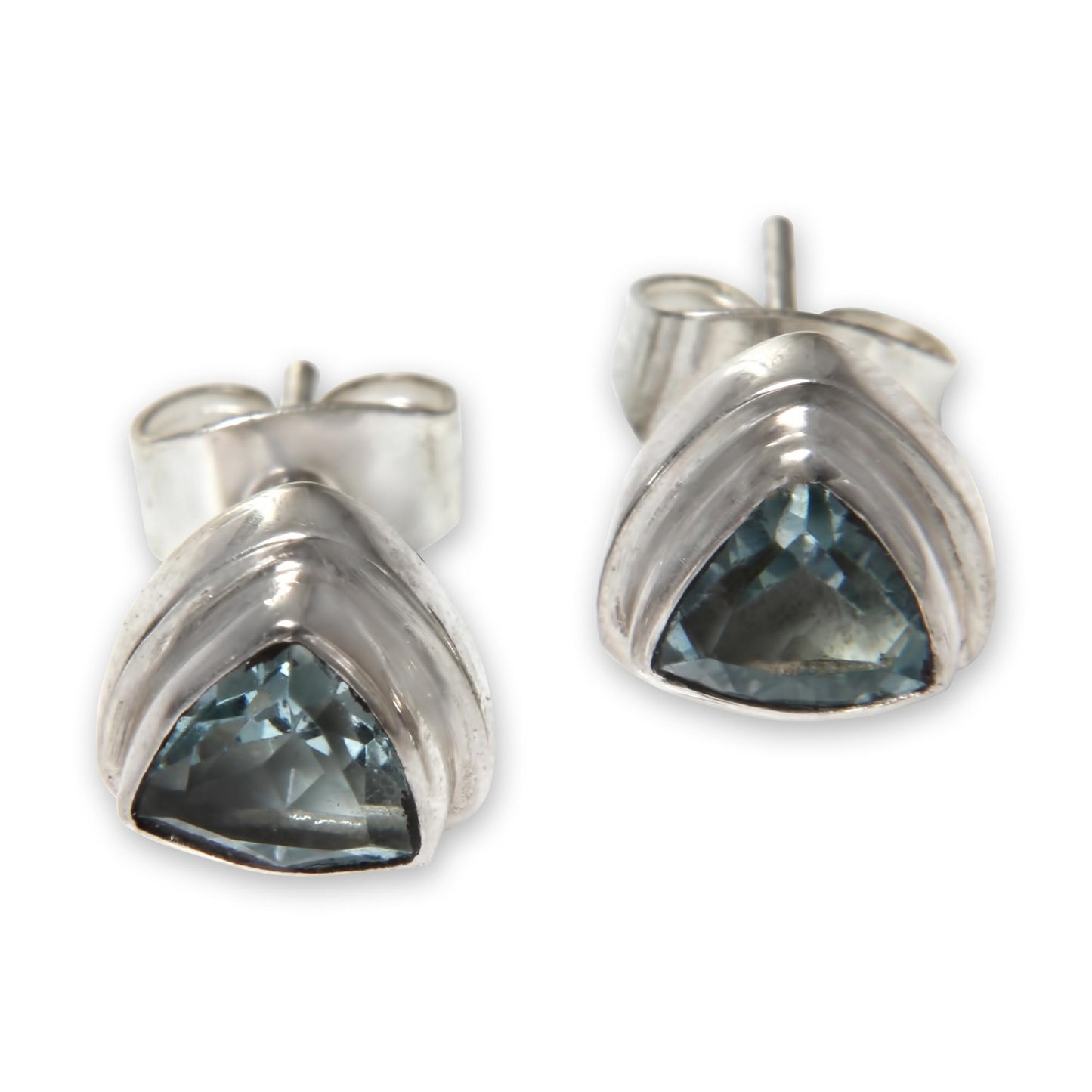 Sky Blue Trinity Classic Blue Topaz Stud Earrings Set in Sterling 925 Silver