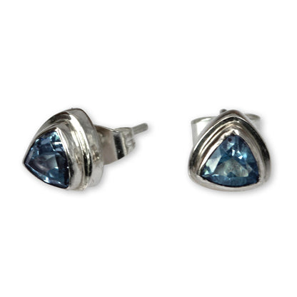 Sky Blue Trinity Classic Blue Topaz Stud Earrings Set in Sterling 925 Silver