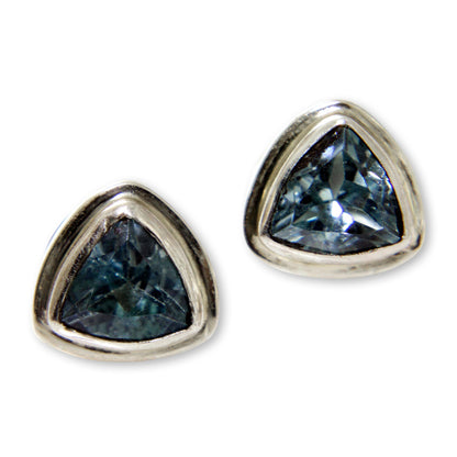 Sky Blue Trinity Classic Blue Topaz Stud Earrings Set in Sterling 925 Silver