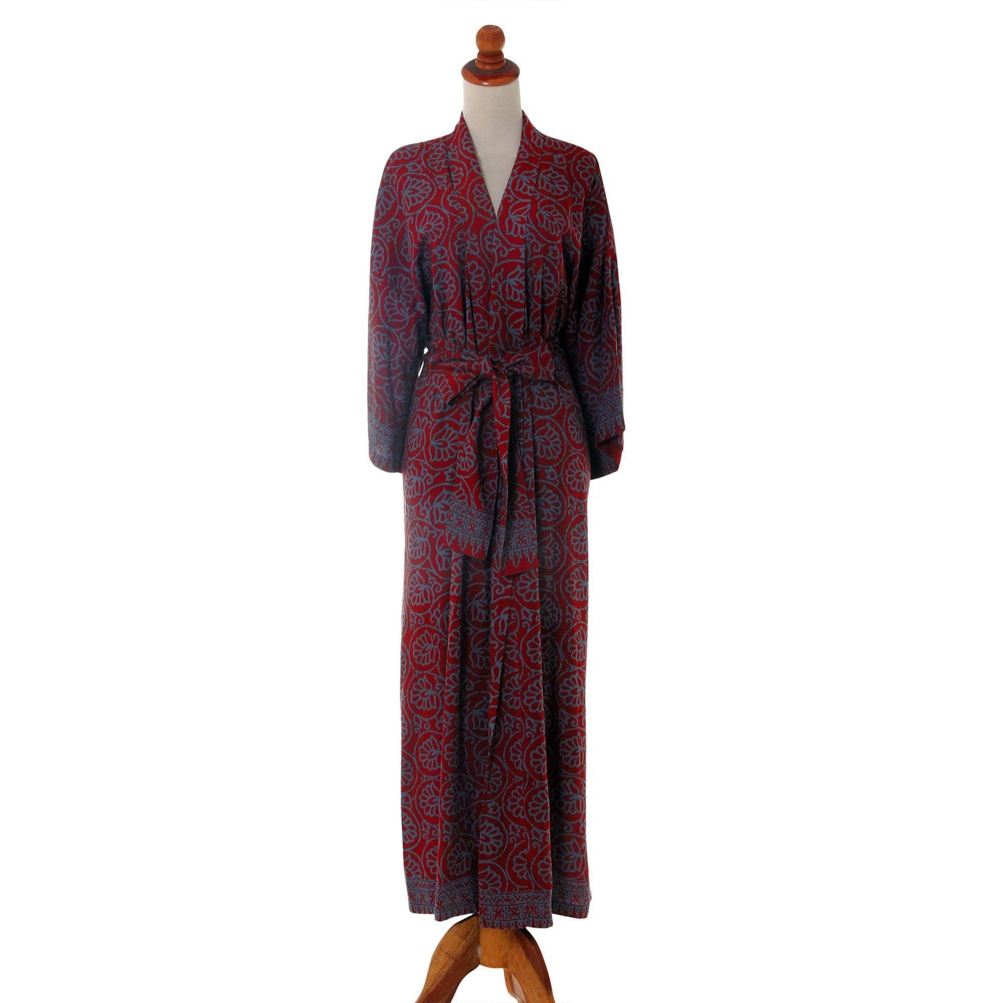 Burgundy Floral Batik Robe