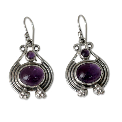 Twilight Glow Unique Amethyst, Pearl and Sterling Silver Earrings