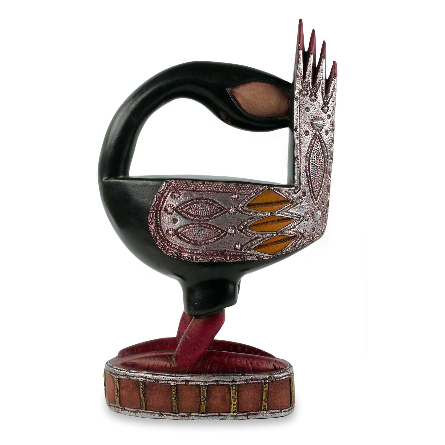 Black Sankofa Fair Trade Wood Sculpture of Sankofa Bird from Ghana