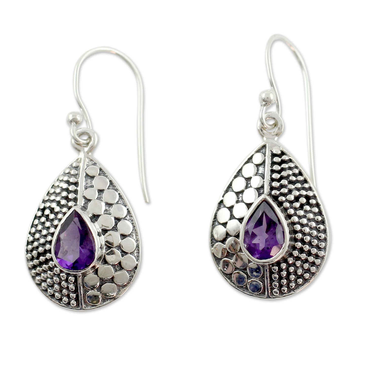 Purple Fusion Original Design Amethyst Earrings Set in Sterling Silver