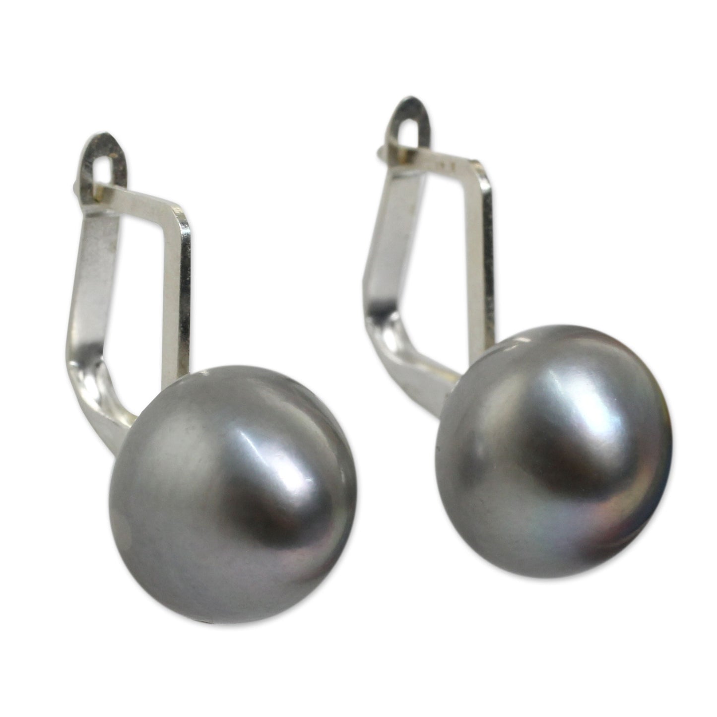 Shadowy Moon Handcrafted Gray Pearl Drop Earrings from Thai Artisan