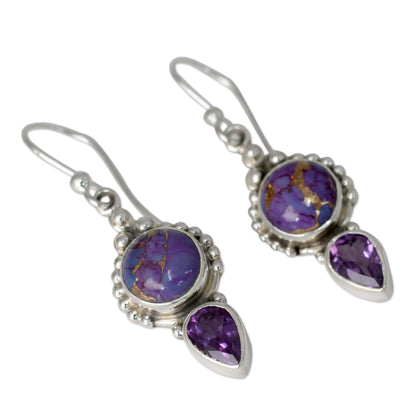 Multi-Gem Sterling Silver Dangle Earrings