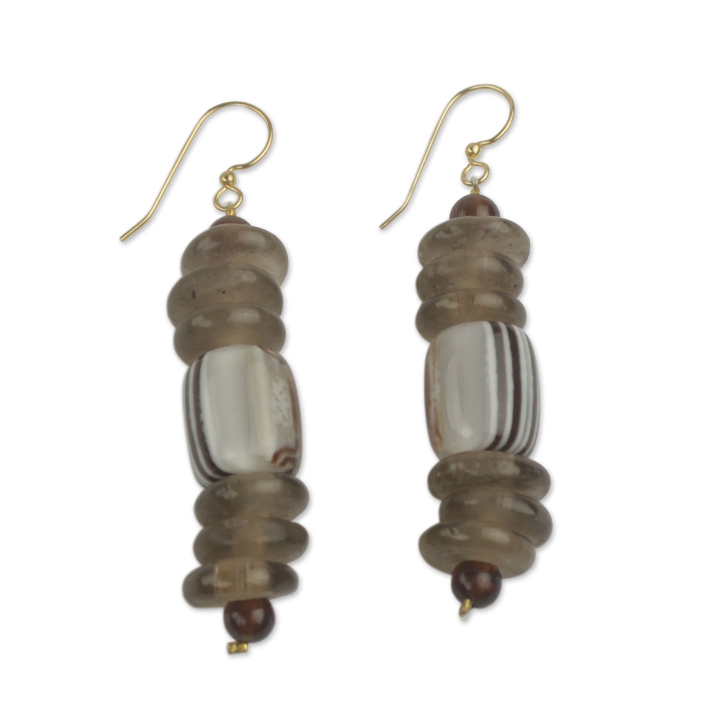 Xose in Beige African Earrings Crafted by Hand with Recycled Beads