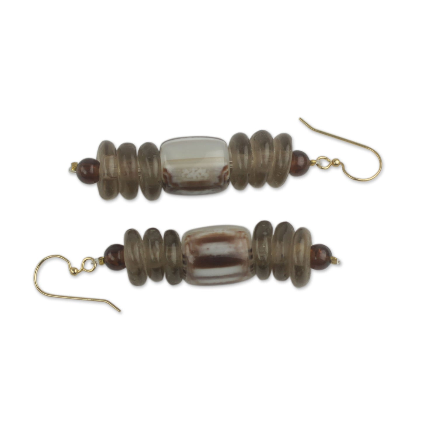 Xose in Beige African Earrings Crafted by Hand with Recycled Beads