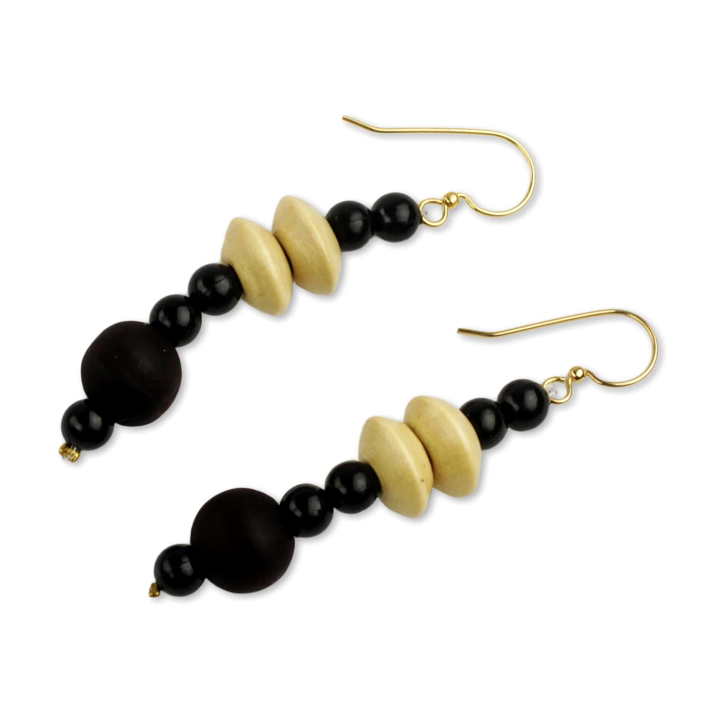 Muse Artisan Crafted Wood and Recycled Beads Earrings