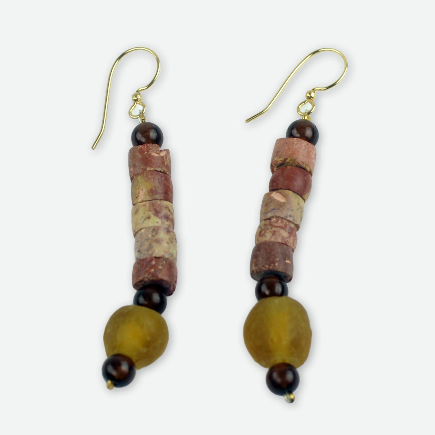 Earth's Warmth Bauxite Earrings Crafted by Hand with Recycled Beads