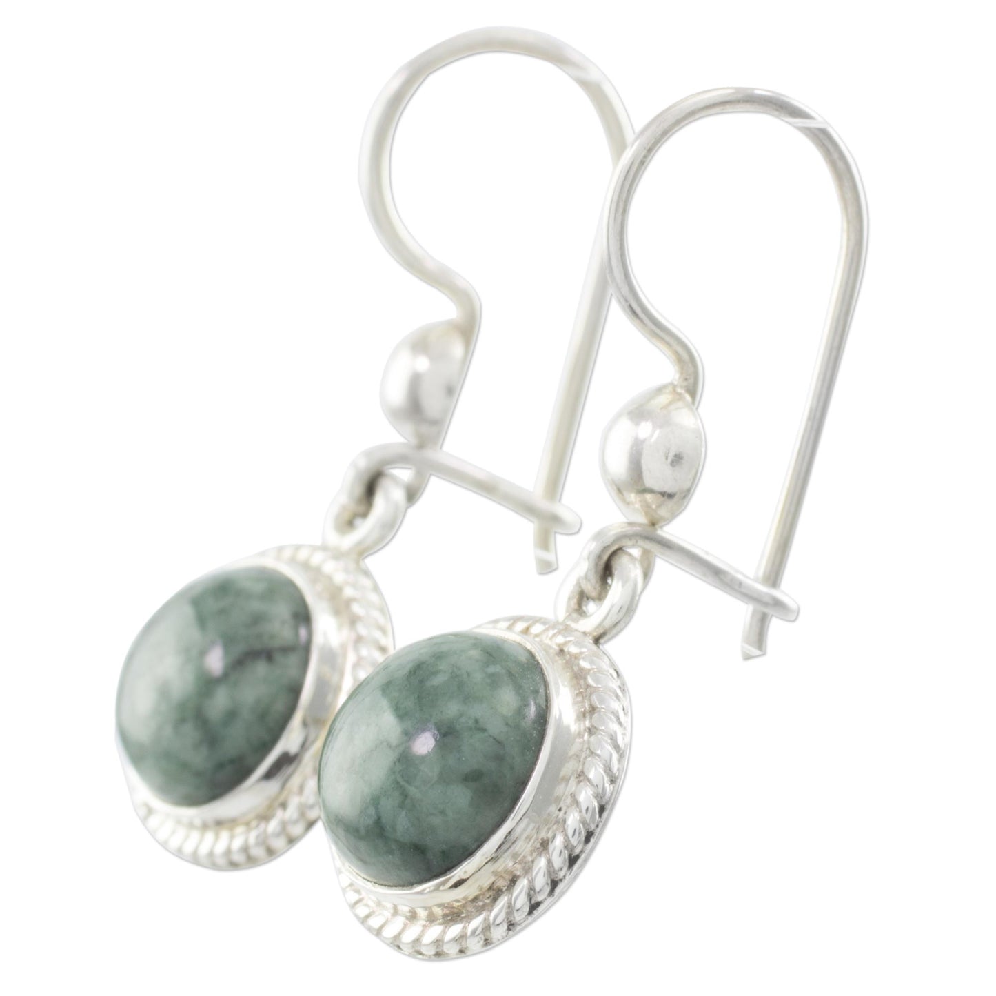 Green Apple Medium Green Guatemalan Jade Sterling Silver Dangle Earrings