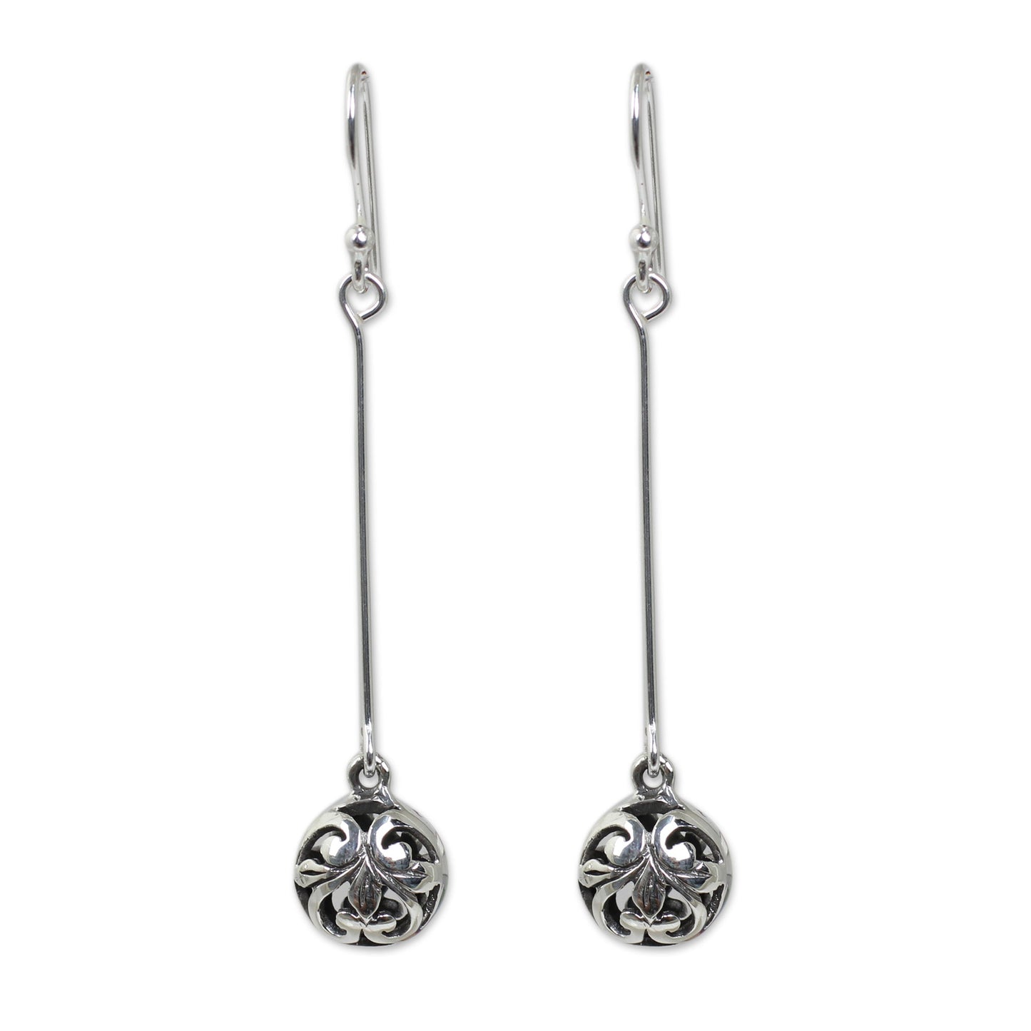 Filigree Charm Sterling Silver Dangle Earrings