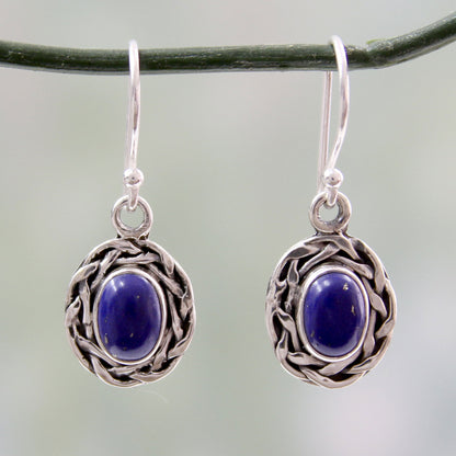 Indian Basket Lapis Lazuli Dangle Earrings