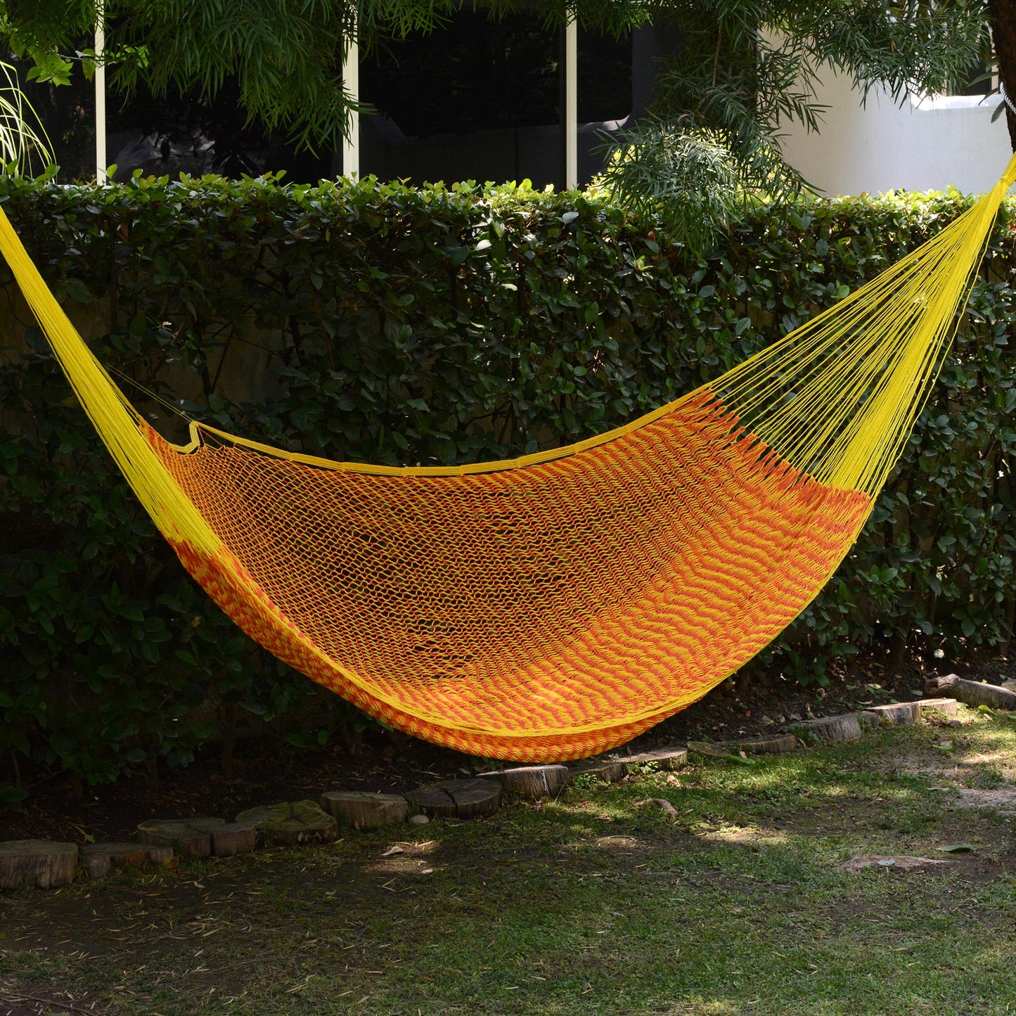 Saffron Sun Mexican Hand Woven Yellow Cotton Hammock 400 lb Capacity