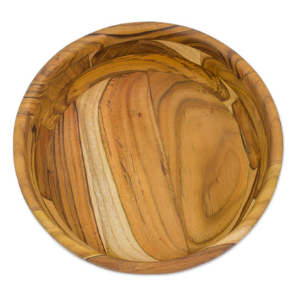 Forest Mosaic Guatemalan Teak Wood Artisan Handmade 10-inch Bowl