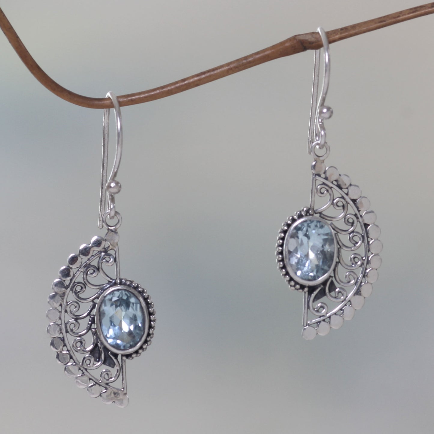 Blue Eyes Blue Topaz Silver Dangle Earrings